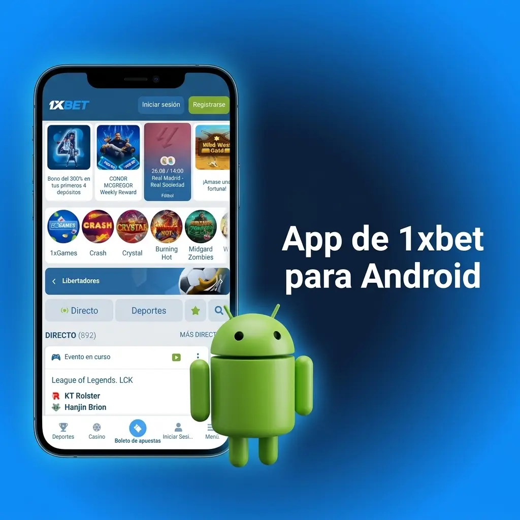 Descarga la app APK de 1xbet para Android y apuesta en deportes y casino desde tu celular en Colombia.