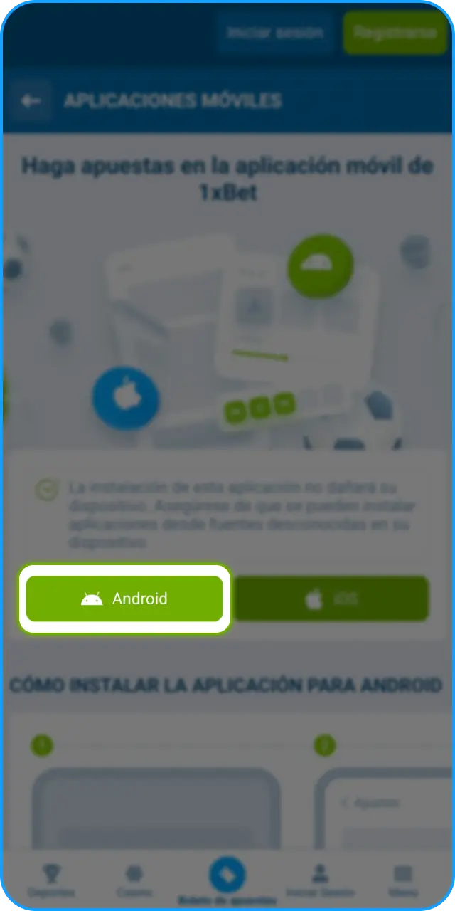 Obten el archivo APK de la App de 1xbet de forma rápida y segura.