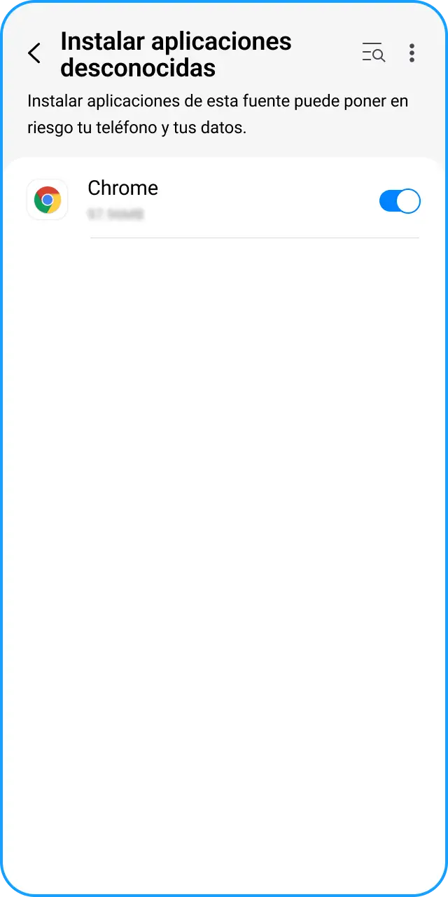 Habilita fuentes desconocidas para autorizar el APK de la App de 1xbet.