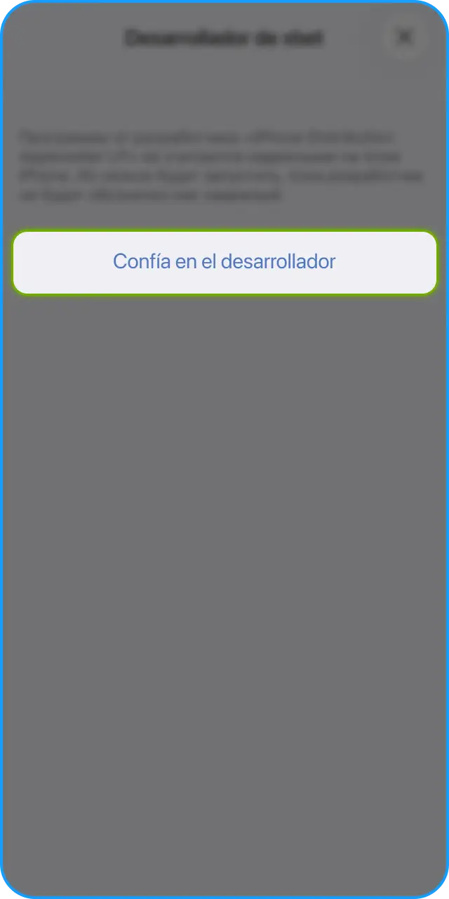 Autoriza la App de 1xbet desde los Ajustes de tu sistema iOS.