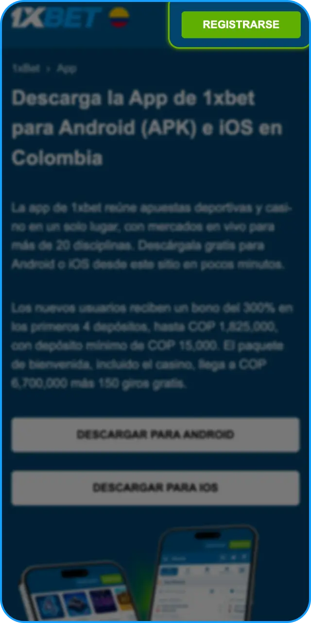 Abre la App de 1xbet para comenzar el proceso de registro rápidamente.