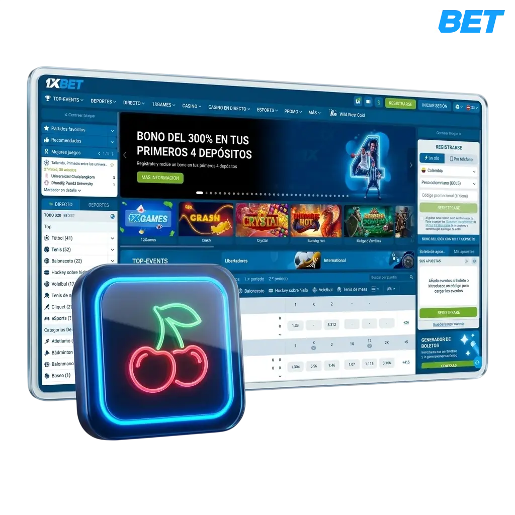 Tragamonedas en 1xbet Casino Colombia: más de 8.000 juegos, jackpots progresivos y bono de bienvenida del 300%.