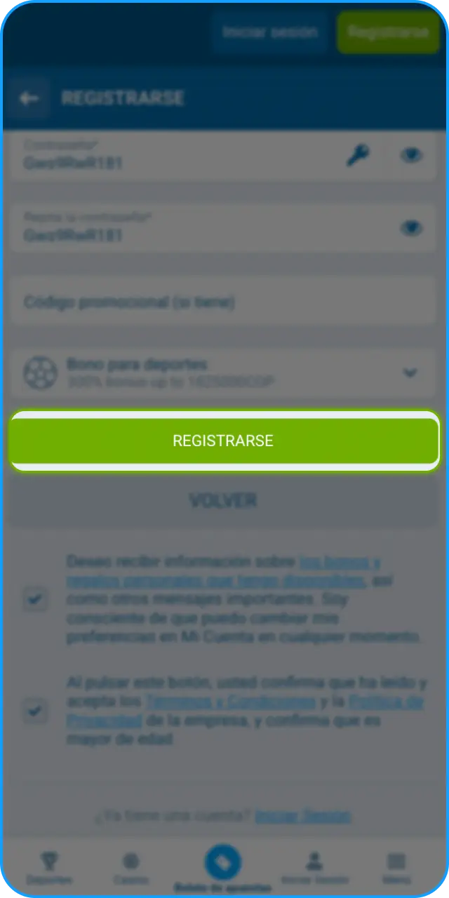 Confirma tu registro en 1xbet para validar tu perfil de usuario.