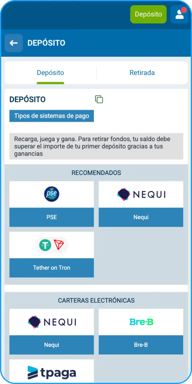 Realiza tu primer depósito tras el registro en 1xbet y consigue tu bono.