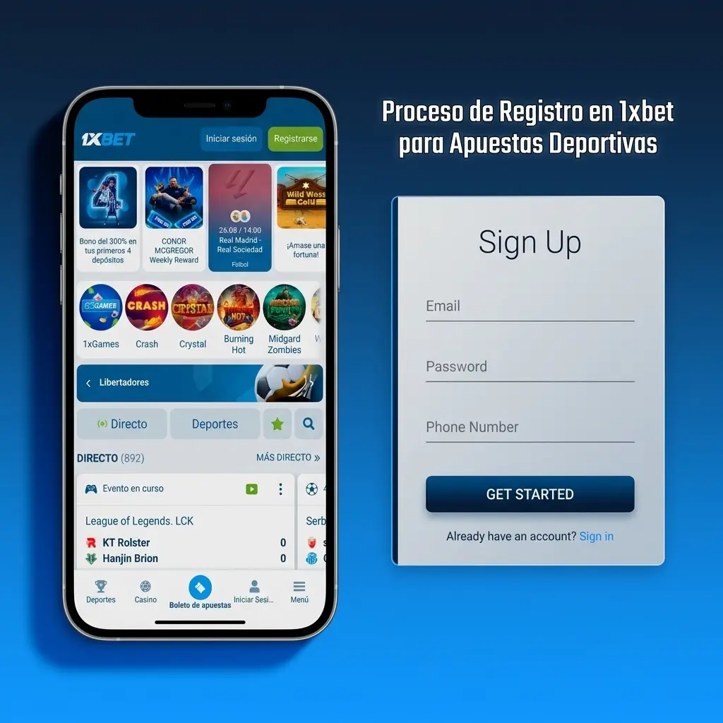Proceso de registro en 1xbet para apuestas deportivas: pasos rápidos para crear tu cuenta y activar el bono de bienvenida.
