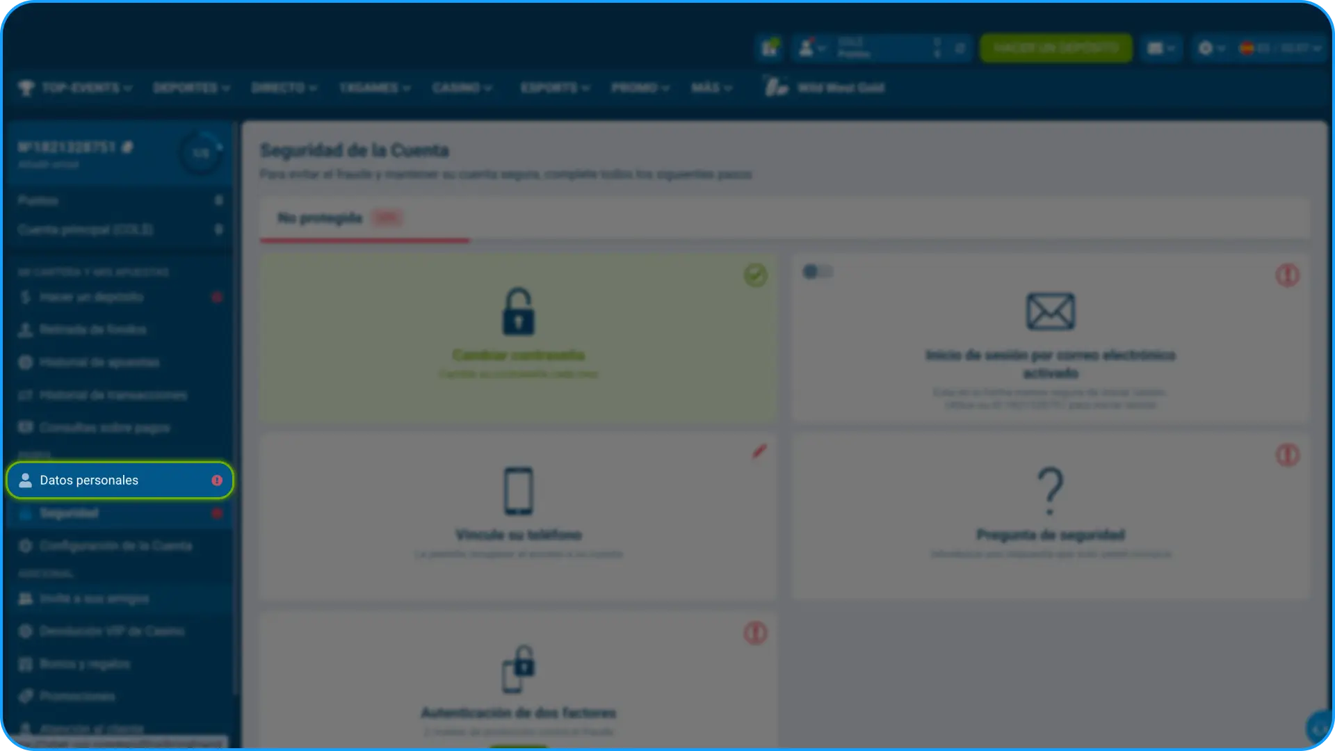 Verifica tu perfil tras el registro en 1xbet y empieza a apostar.